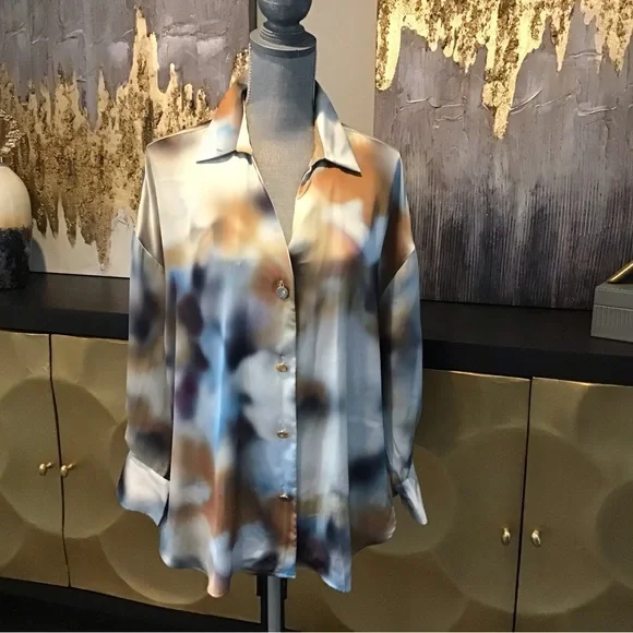 ZARA Multi Color Satin Blouse - Picture 8 of 9